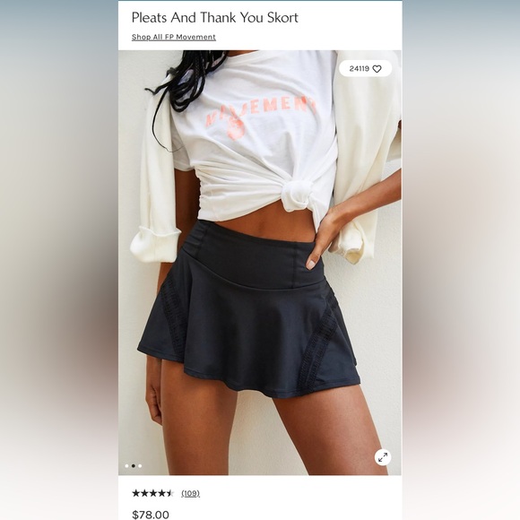 FP Movement Pleats and Thank You Skort - Black - Size Medium - Picture 4 of 5